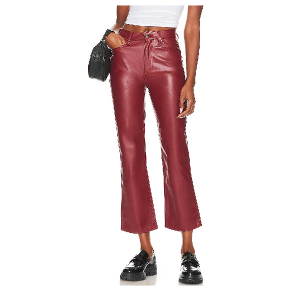 pistola Pants - Pistola Lennon Coated High Rise cropped boot carmine color size 25 faux leather